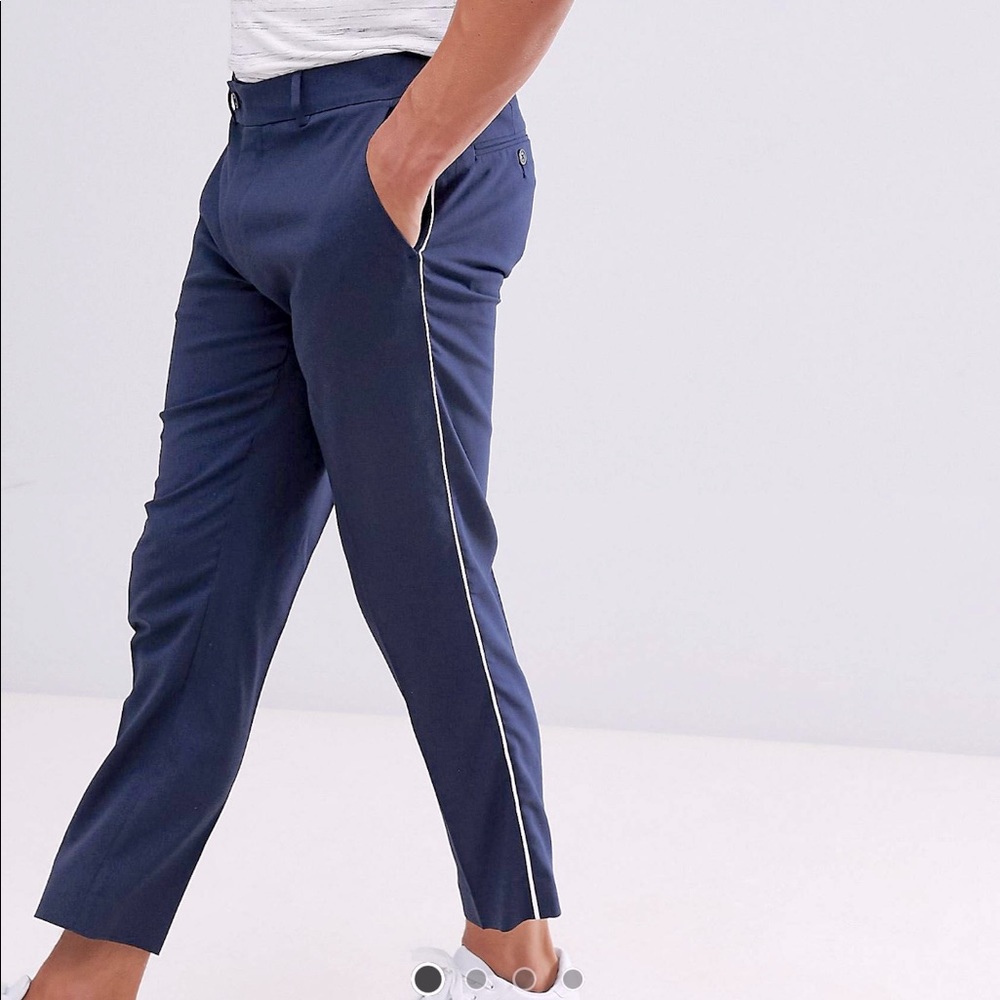 ASOS Mens Pinstripe Cropped Trouser